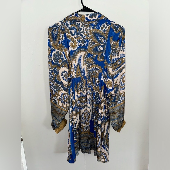 Free People Say You Love Me Blue Multi Mini Dress Sz Small NEW - Picture 7 of 7